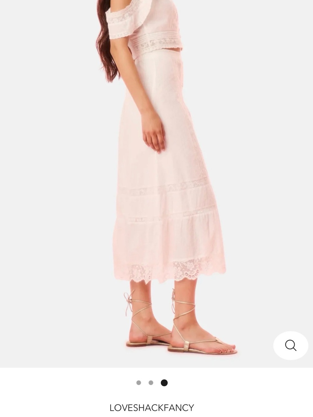 LoveShackFancy Soft Pink Lace-Trim Maxi Skirt
